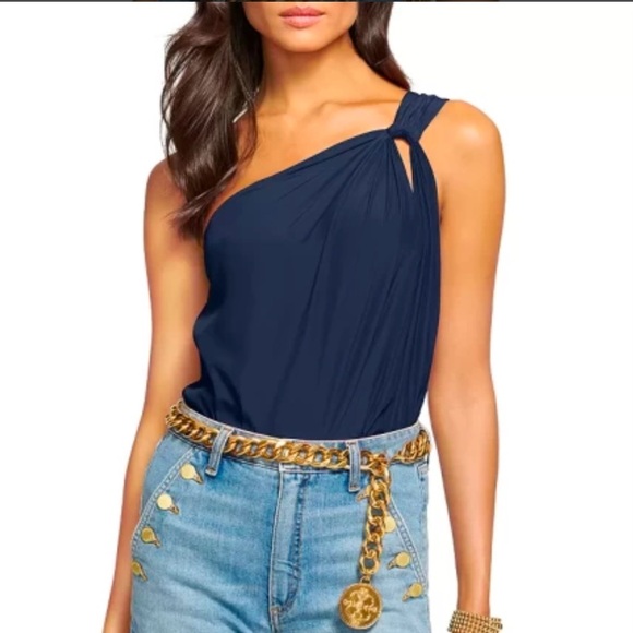 New Ramy Brook Junie One-Shoulder Navy Blue Tank Top Size X-small - Picture 6 of 10